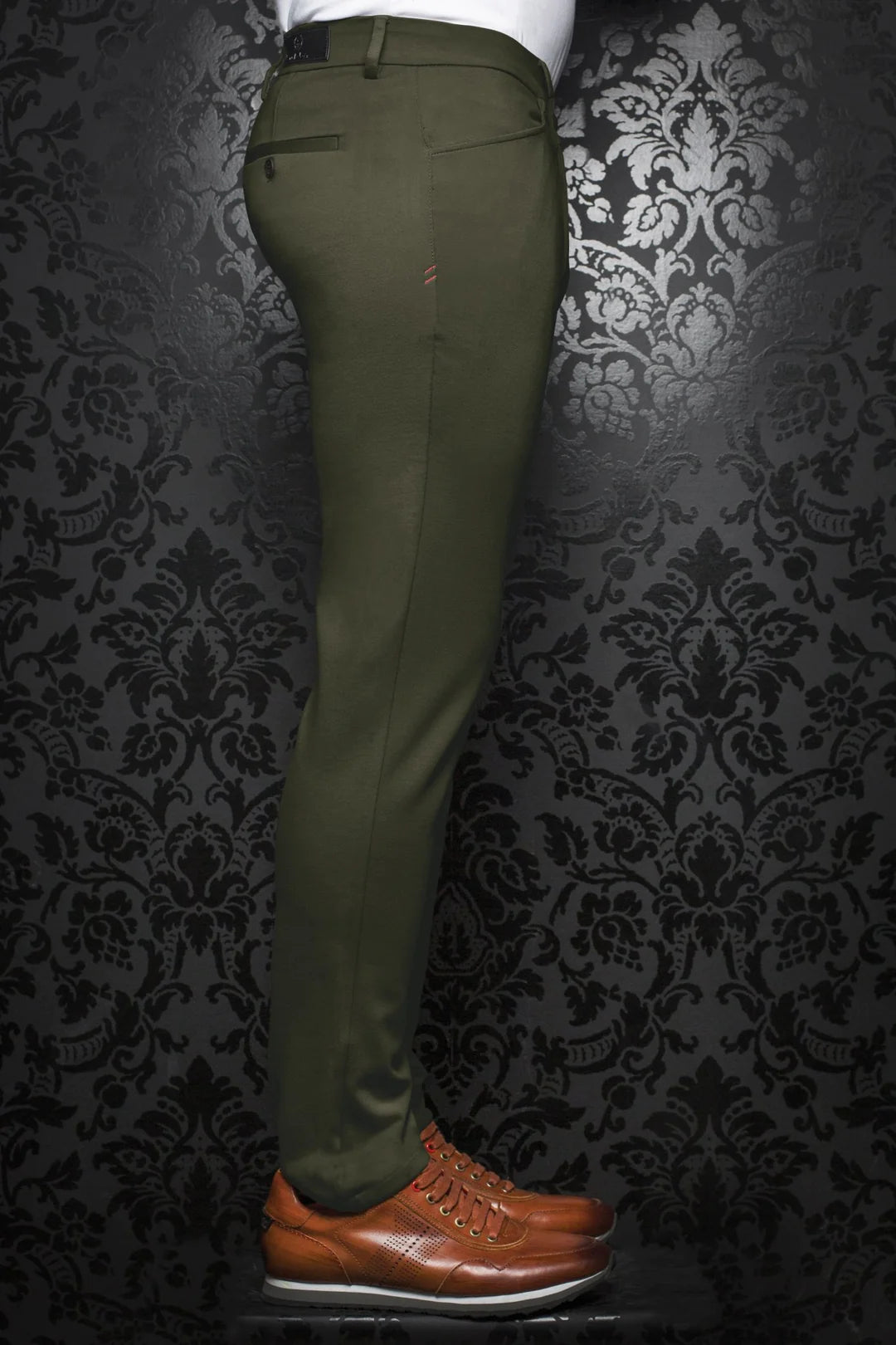 Au Noir Dressy Stretch Pant | Magnum Olive Fashionable Button-Up Pants