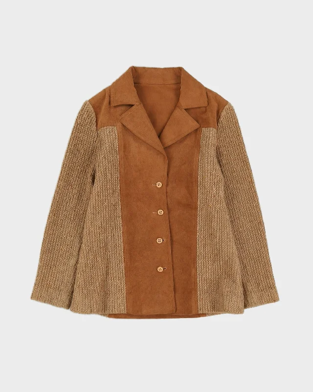 Vintage 1970s Suede Knitted Sleeves Jacket - S Anorak Shell Jacket Lightweight Jacket Vintage 1970s Suede Knitted Sleeves Jacket - S Anorak Shell Jacket Lightweight Jacket