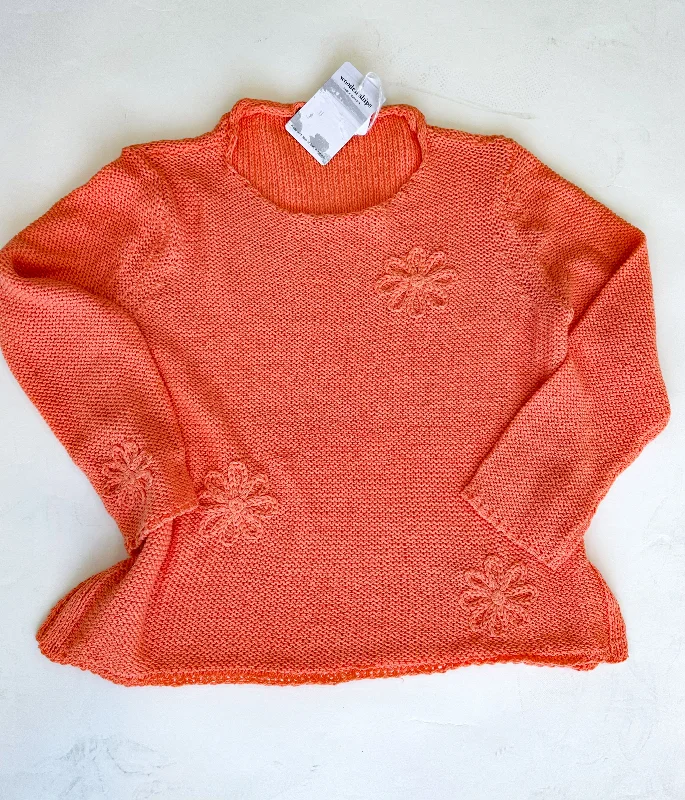 Blossom Crewneck Sweater-Cantaloupe Terry Terry Cloth Terry Knit