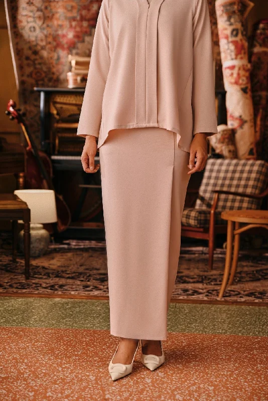 The Akar Kita Women Folded Skirt - Almond Sand satin skirt smooth