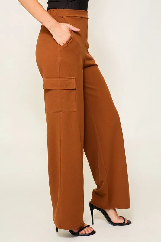 Elastic High Waisted Dressy Cargo Pants High-Waist Yoga Pants