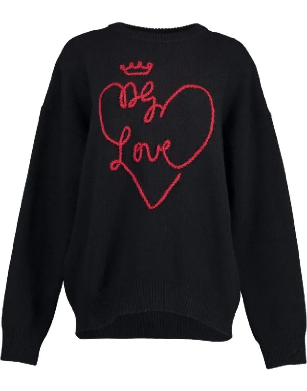 DG Embroiderd Heart Sweater Spandex Blend Rayon Blend Denim Blend