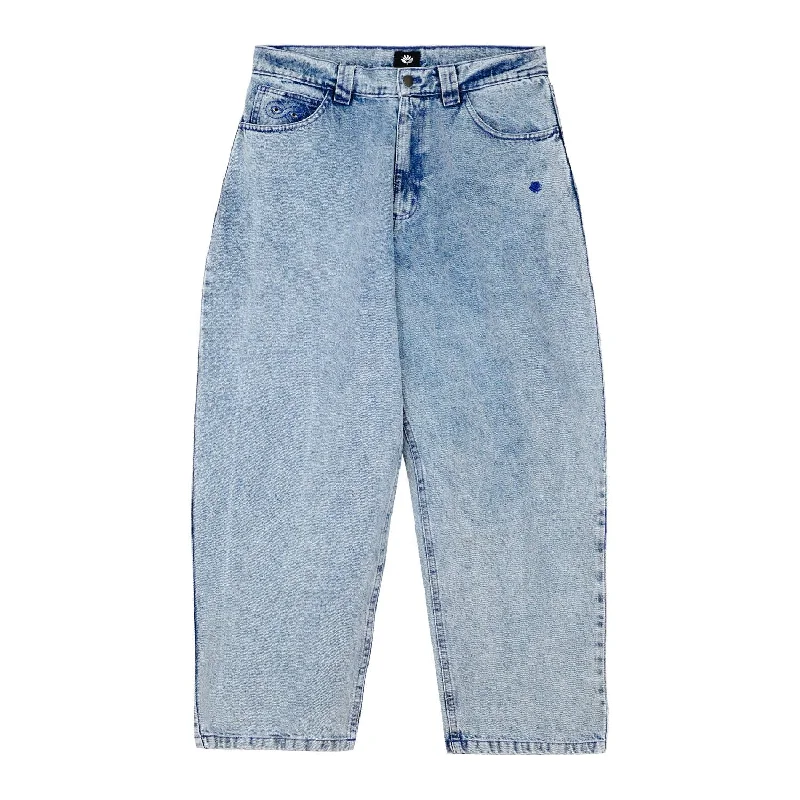 Magenta OG Denim Pants Stitch Washed Denim Elegant High-Waist Pants