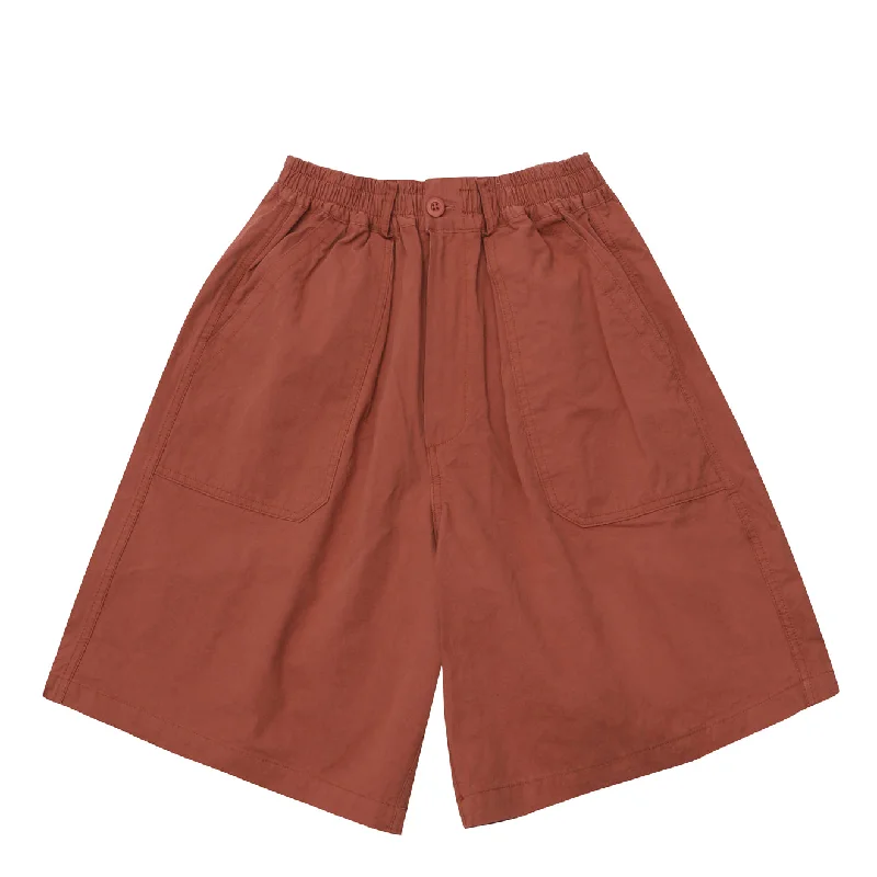 Kappy One Tuck Wide Fatigue Half Pants Vintage Red Fashionable Sporty Pants
