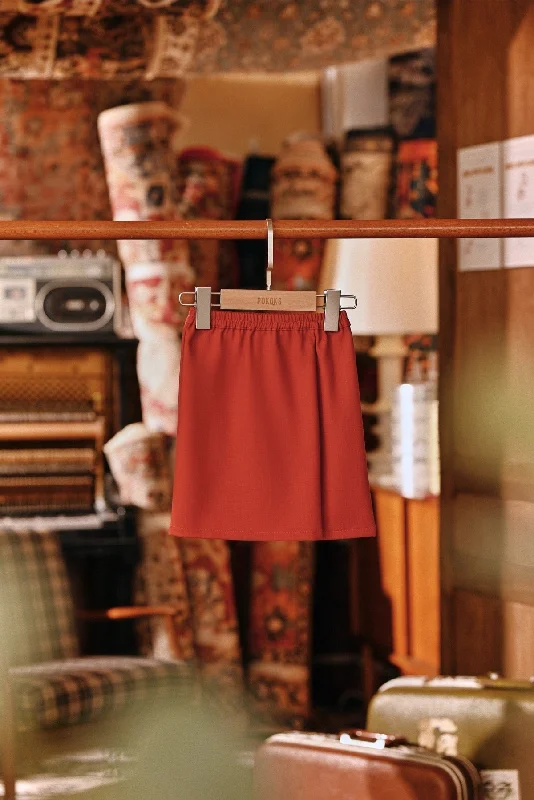 The Akar Kita Babies Folded Skirt - Mandarin Red elastic waist skirt