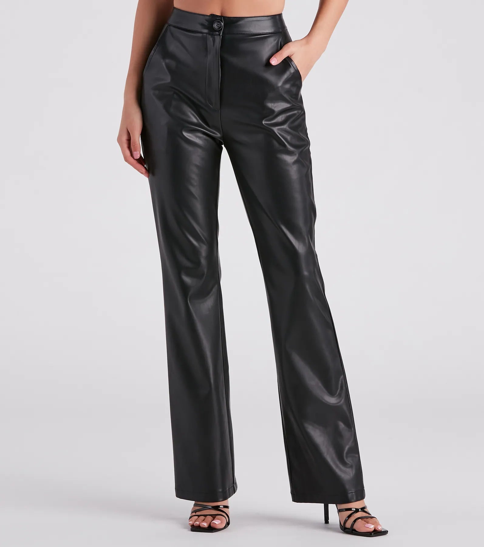 Major Slay Faux Leather Wide-Leg Pants Classic Pleated Pants