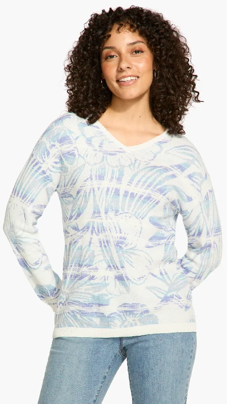 V-Neck Printed Sweater. Style FD1623764 Spandex Blend Rayon Blend Denim Blend