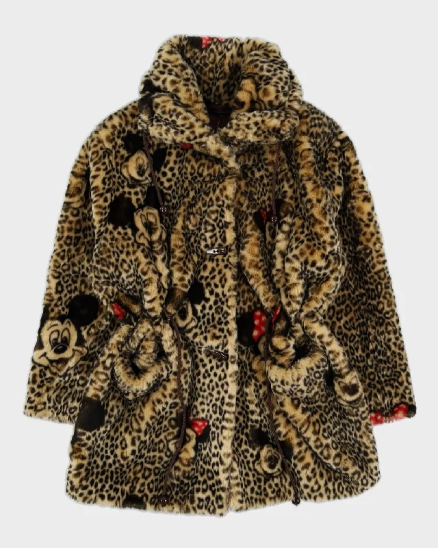 Disney Mickey Mouse Faux Fur Jacket - L Lace Jacket Ribbed Jacket Sequined Jacket