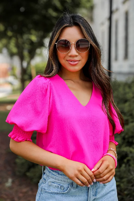 FINAL SALE - Chic Intent Hot Pink Blouse