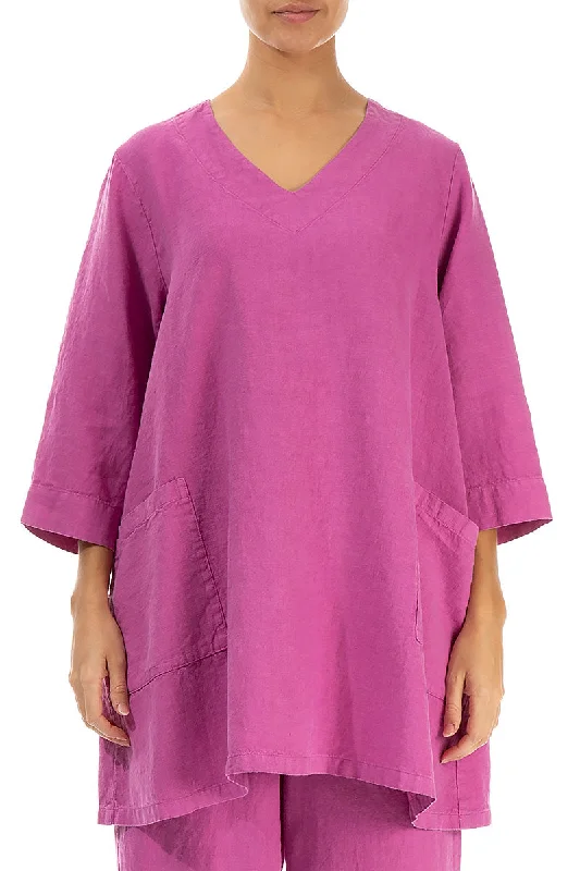 Twin Pockets Wild Berry Linen Tunic