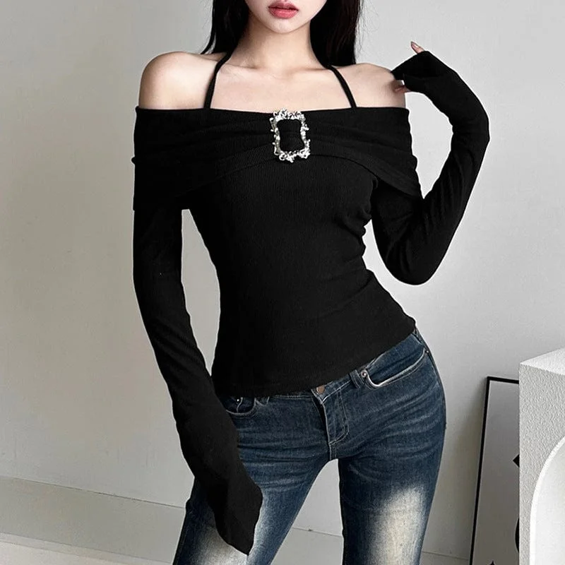 Women's Punk Lace-up Long Sleeved Shirt