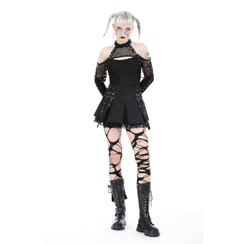 Women's Punk Off Shoulder Mesh Splice Shirt